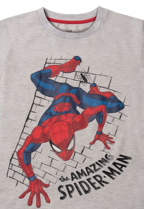 Polera Niño Spiderman Trepando Gris Marvel-3