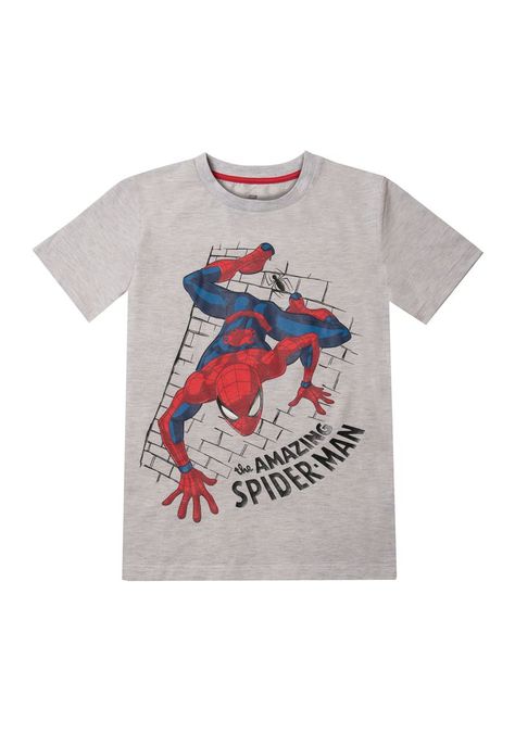 Polera Niño Spiderman Trepando Gris Marvel-1