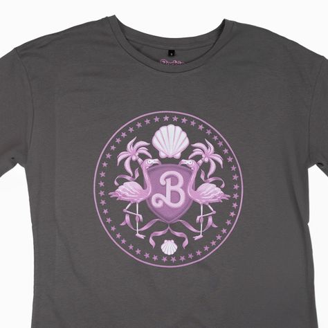 Polera Mujer Barbie Letras Rosa Gris Barbie-3