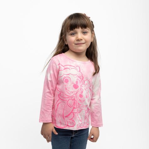 Polera Manga Larga Niña Tie Dye Rosado Paw Patrol-0