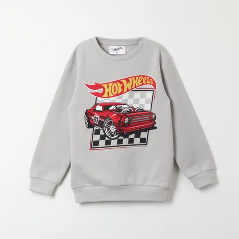 Poleron Niño Clasico Gris Hot Wheels-0