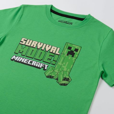 Polera Manga Corta Niño Creeper Verde Minecraft-2