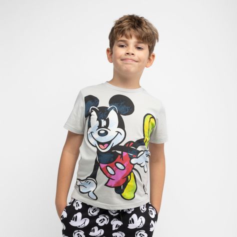 Polera Manga Corta Niño Personaje Mickey Gris Disney-1