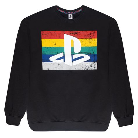 Poleron Hombre Icono Bandera Negro PlayStation-0