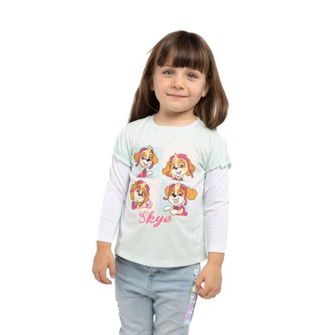 Polera Manga Larga Niña Caras Verde Paw Patrol-0