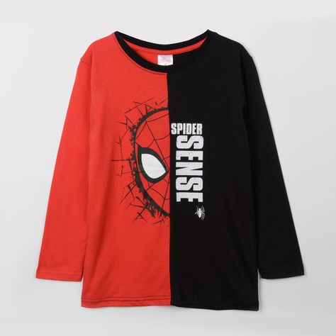Polera Manga Larga Niño Bicolor Spiderman Rojo Marvel-0