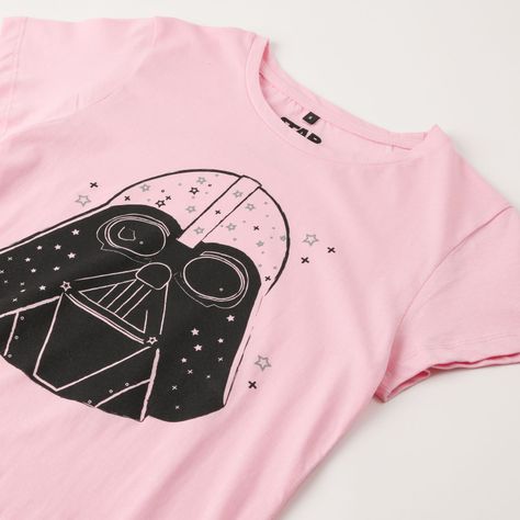 Polera Manga Corta Mujer Darth Vader Rosado Star Wars-1