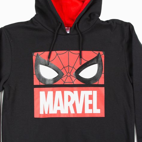 Poleron Con Gorro Niño Ojos Spiderman Negro Marvel-4
