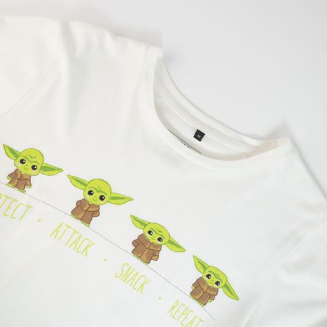 Polera Mujer  Star Wars  Grogu Line Blanco-1