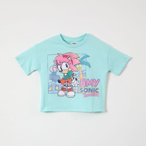 Polera Manga Corta Niña Amy Turquesa Sonic-0