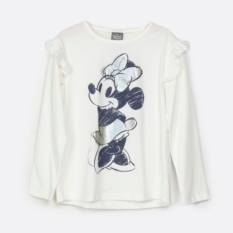 Polera Manga Larga Niña Vuelos Minnie Blanco Disney-2