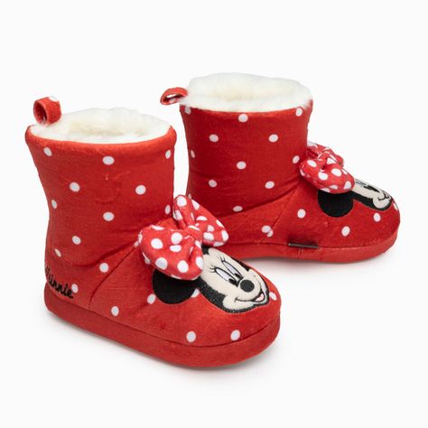 Pantufla Bota Niña Puntos Minnie Rojo Disney-2