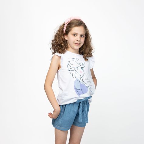 Polera Niña Smile Shine Frozen Blanco Disney-1