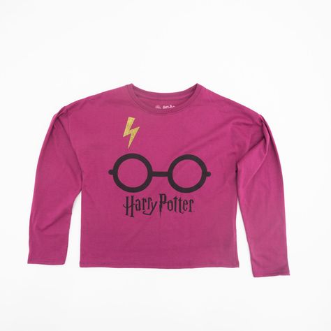 Polera Manga Larga Niña Lentes Morado Harry Potter-0