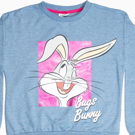 Poleron Niña What´s up Azul Looney Tunes-4