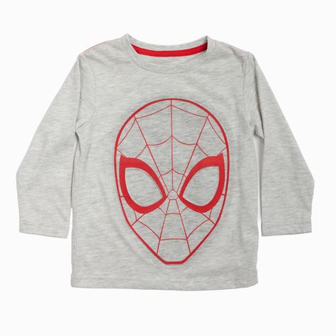Polera Manga Larga Niño Cara Lineas Spiderman Gris Marvel-2