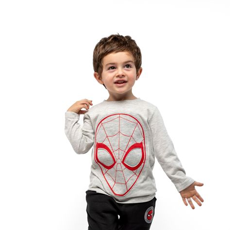 Polera Manga Larga Niño Cara Lineas Spiderman Gris Marvel-0