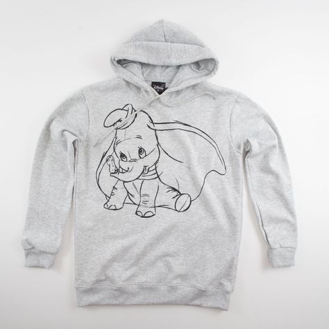 Poleron Mujer Dumbo Dibujado Gris Disney-0