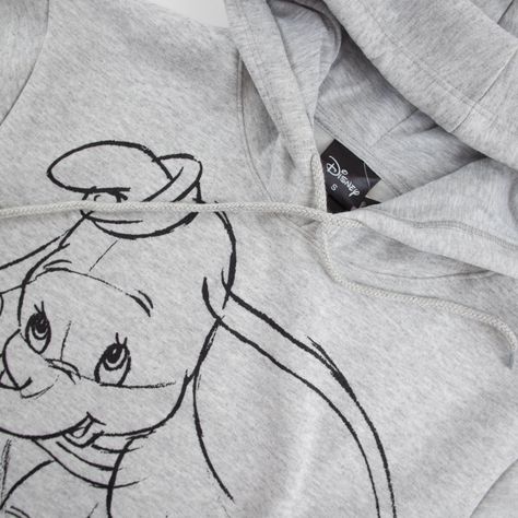 Poleron Mujer Dumbo Dibujado Gris Disney-1
