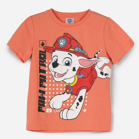Polera Manga Corta Niño Brillante Naranjo Paw Patrol-0