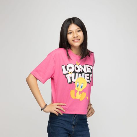 Polera Niña Piolin Plumas Rosa Looney Tunes-0