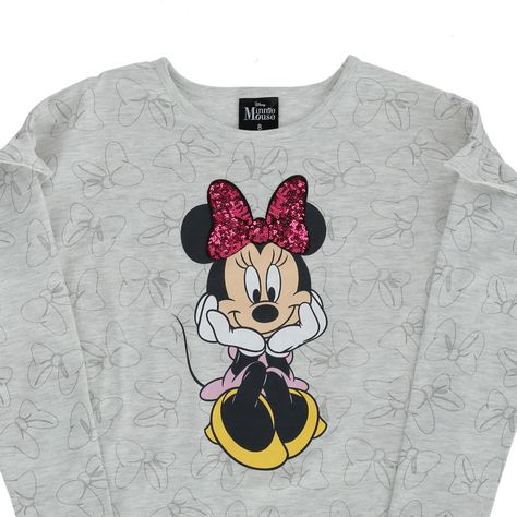 Polera Manga Larga Niña Minnie Hermosa Gris Disney-2