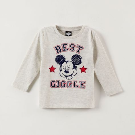 Polera Manga Larga Niño Mickey Best Giggle Gris Disney-0