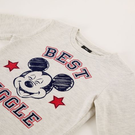 Polera Manga Larga Niño Mickey Best Giggle Gris Disney-1