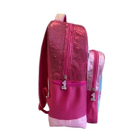 Mochila Escolar Niña Lentejuelas Rosado Barbie-2