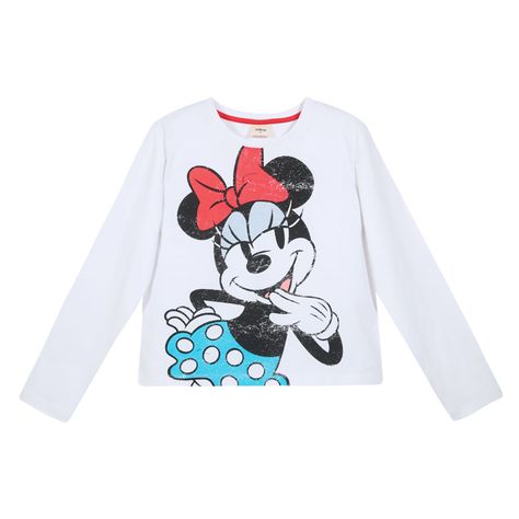 Polera Manga Larga Niña Minnie Wait Blanco Disney-0