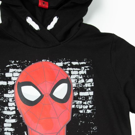 Poleron Niño Spiderman Pensando Negro Marvel-2