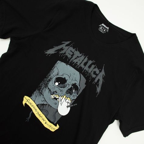 Polera Hombre  Metallica Lengua Negro-1