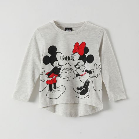 Polera Manga Larga Niña Minnie Corazòn Gris Disney-0