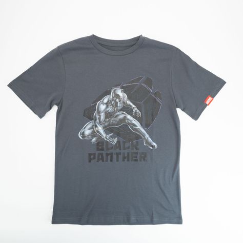Polera Niño Black Panther Huella Gris Marvel-0