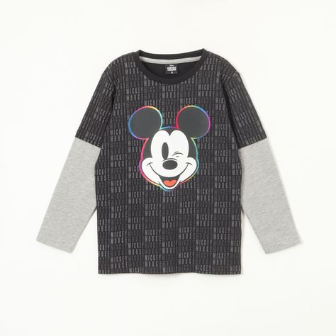 Polera Manga Larga Niño Mickey Letters Negro Disney-0