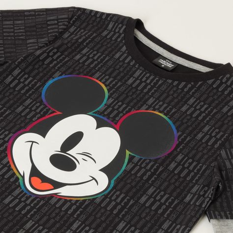 Polera Manga Larga Niño Mickey Letters Negro Disney-1