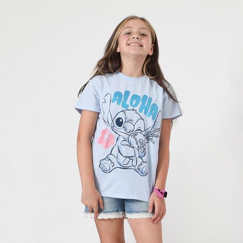 Polera Manga Corta Niña Lilo y Sitch Celeste Disney-0