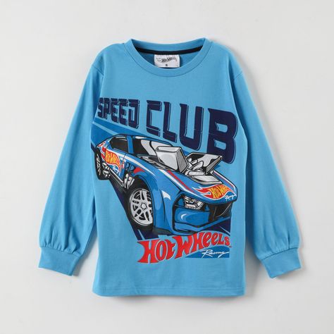 Polera Manga Larga Niño Speed Club Azul Hot Wheels-0