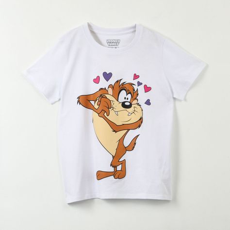 Polera Manga Corta Mujer Taz Love Blanco Looney Tunes-0