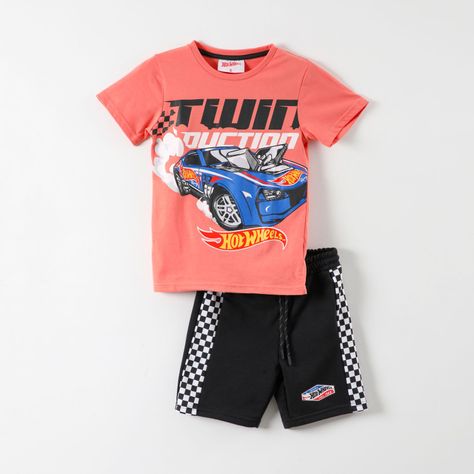 Conjunto Niño Auto Naranjo Hot Wheels-2