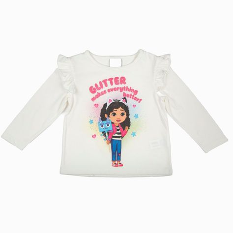 Polera Manga Larga Niña Glitter Blanco Gabby Dollhouse-3