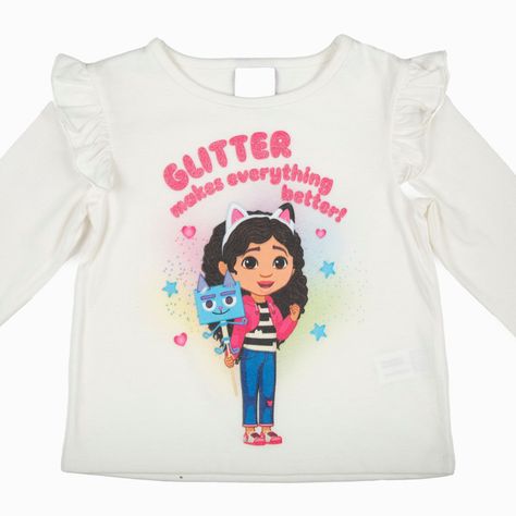 Polera Manga Larga Niña Glitter Blanco Gabby Dollhouse-5