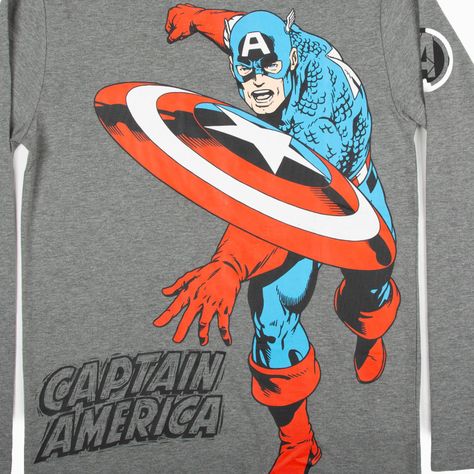 Polera Manga Larga Niño Capitan America Avengers Gris Marvel-2