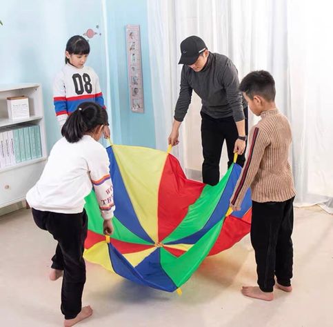 Paracaídas o parachute arcoíris para juegos de dinámicas-0