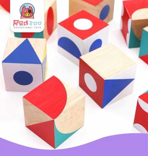 Tangrama de madera, set de 25 cubos lógicos - Psicopedagogía-1
