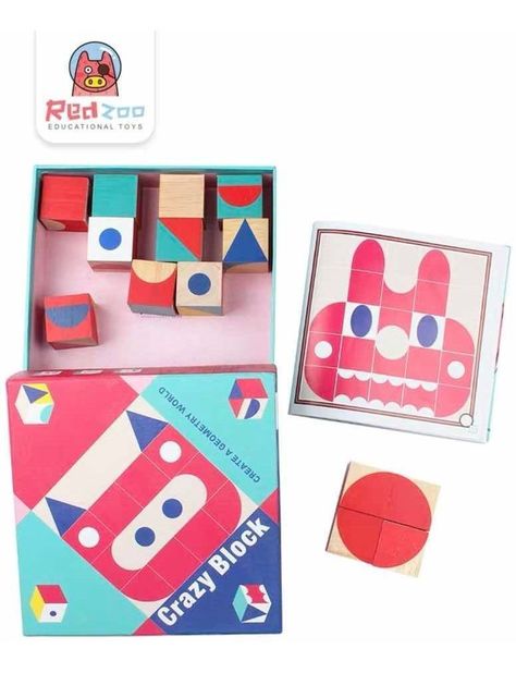 Tangrama de madera, set de 25 cubos lógicos - Psicopedagogía-3