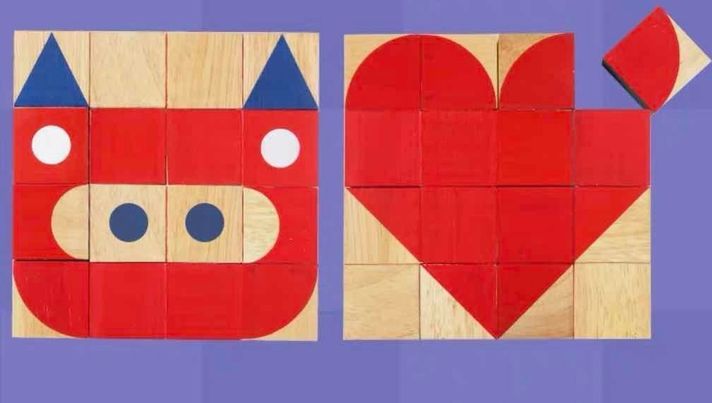 Tangrama de madera, set de 25 cubos lógicos - Psicopedagogía-5