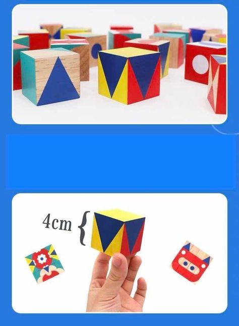 Tangrama de madera, set de 25 cubos lógicos - Psicopedagogía-4
