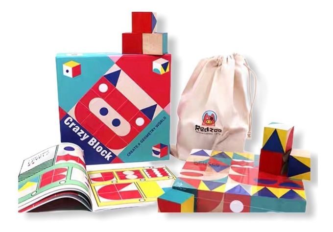 Tangrama de madera, set de 25 cubos lógicos - Psicopedagogía-0