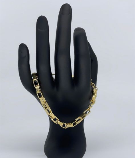 Pulsera cadenetas y timón enchapada en oro de 18k-0